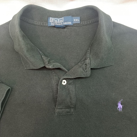 Polo Ralph Lauren Other - Polo Ralph Lauren Men's XXL Black Cotton Polo Purple‎ Pony Embroidered Shirt